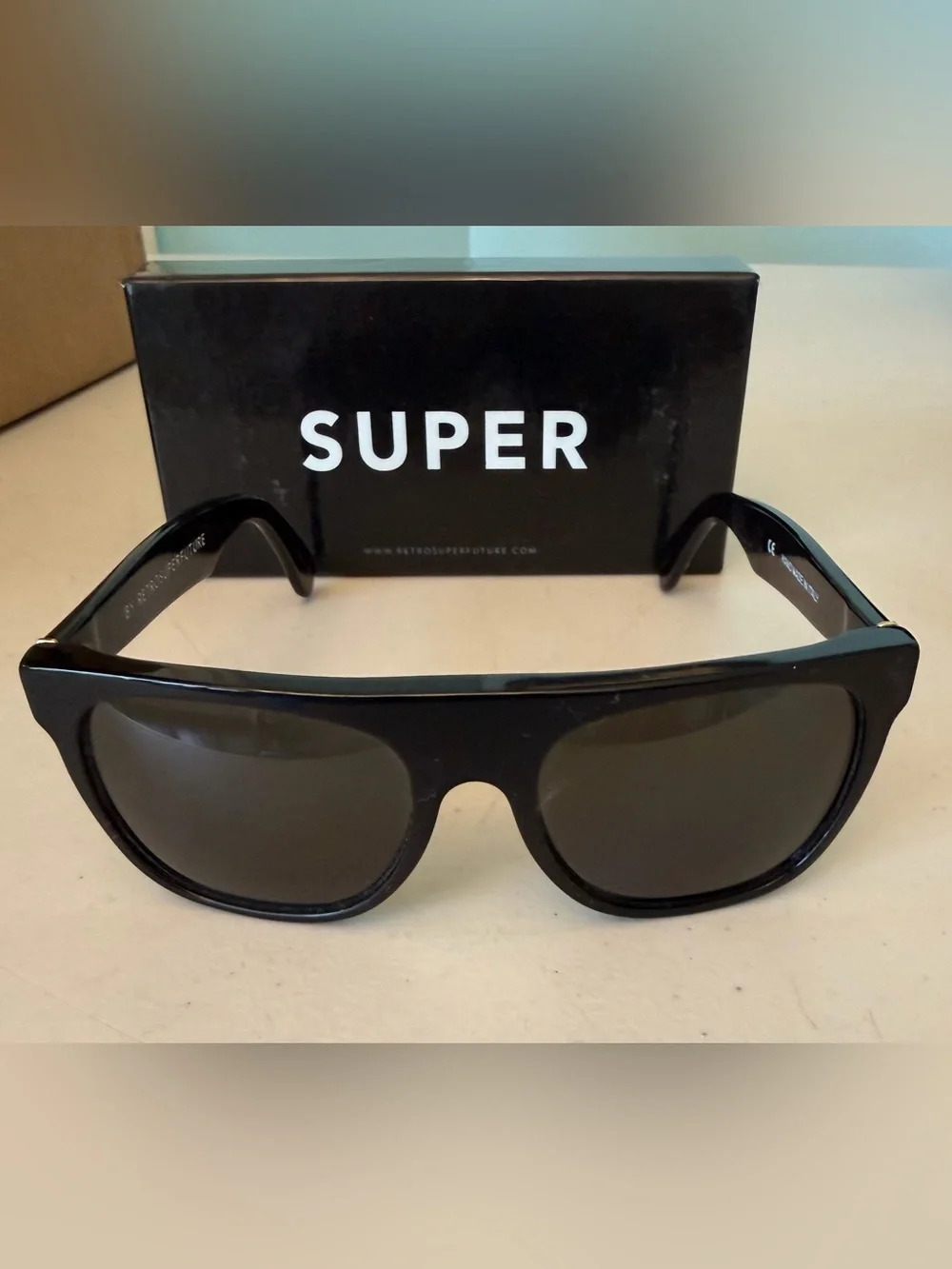 RetroSuperFuture Flat Top Acetate Frame Black Sunglasses
